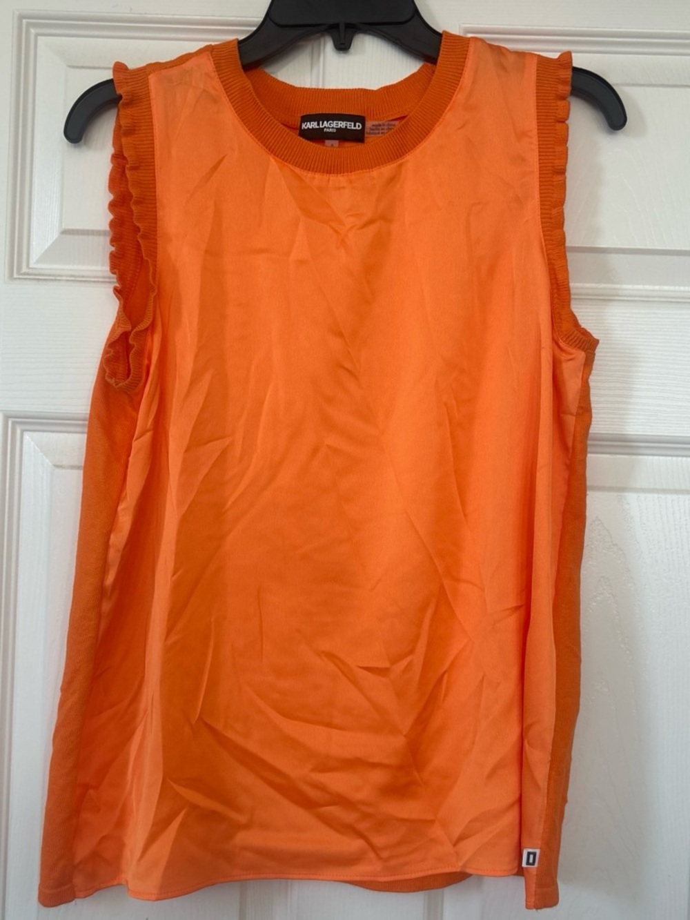 Karl Lagerfeld Orange Ruffle Sleeve Tank Top